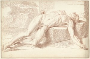 Nu masculin, couché sur le dos - Louis Fabritius Dubourg