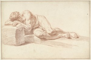 Nu masculin, couché sur le côté, vers la gauche - Louis Fabritius Dubourg