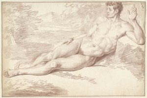 Nu masculin, couché sur le côté, vers la droite - Louis Fabritius Dubourg