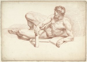 Nu masculin allongé, appuyé sur le bras gauche - Louis Fabritius Dubourg