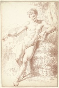 Nu masculin, debout, appuyé sur le bras gauche - Louis Fabritius Dubourg