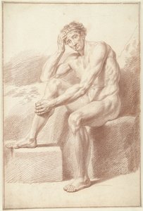 Nu masculin assis avec les genoux repliés - Louis Fabritius Dubourg