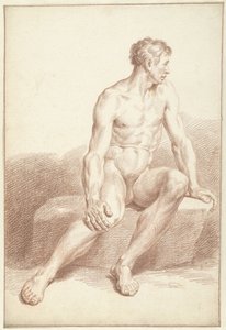 Nu masculin assis, tourné vers la droite - Louis Fabritius Dubourg