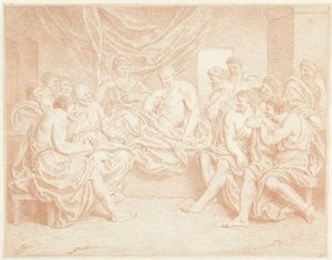 Vieil homme au lit entouré de personnes - Louis Fabritius Dubourg