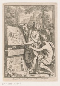 Femme avec tête ailée montrant un bas-relief à un jeune homme - Louis Fabritius Dubourg