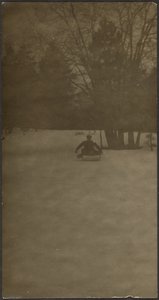 [Figure sur un traîneau dans la neige]