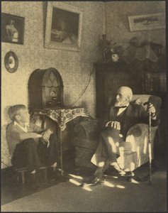 [Homme et garçon assis dans un bureau] - Louis Fleckenstein