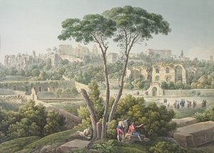 Vue de la colline du Palatin à Rome, avec les ruines du palais des Césars en arrière-plan, c.1800 - Louis Francois Cassas