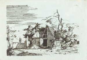 Une grange rustique - Louis Gabriel Moreau the Elder