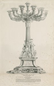 Ilam Hall - Candélabre (lithographie, 1832)
