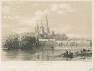 Cathédrale de Lichfield - Vue Sud-Ouest: lithographie teintée, 1548 - Louis Haghe