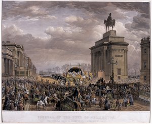 Le char funéraire du duc de Wellington (1769-1852) passant sous l