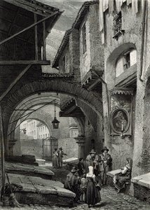 Le Ghetto, Rome, gravé par S.V. Hunt, Cassell und Company, 1847 - Louis Haghe