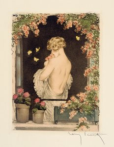 Les Quatre Saisons : Été, c.1928 (colorié à la main, pointe sèche et aquatinte) - Louis Icart