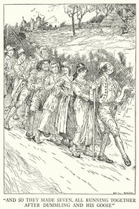 "Et ainsi ils étaient sept, tous courant ensemble après Dummling et son oie" - Louis John Rhead