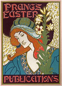 Littérature. Publications de Pâques de Prang. Affiche par Luis Rhead, USA, vers 1895 - Louis John Rhead
