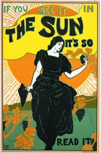 Littérature. The Sun, journal. Affiche de Louis Rhead, USA, vers 1890 (affiche) - Louis John Rhead