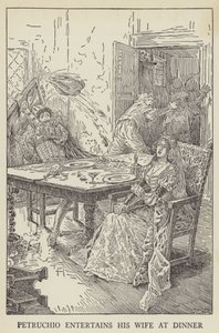 Petruchio divertit sa femme au dîner - Louis John Rhead
