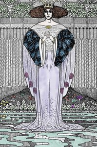 Représentation de la Dame du Lac (Nimue, Viviane) Illustration par Louis Rhead (1858-1926) pour « Le roi Arthur et ses chevaliers » - Louis John Rhead