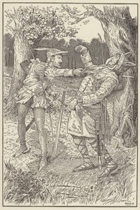Robin enfonça sa lame dans le corps de Sir Guy - Louis John Rhead