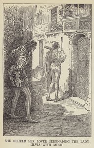 Elle a vu son amant sérénader la Dame Silvia avec de la musique - Louis John Rhead