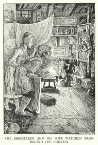 Le cordonnier et sa femme regardaient derrière le rideau - Louis John Rhead
