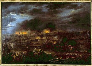 Bombardement de Lille - par Louis Joseph Watteau dit Watteau de Lille (1731-1798)