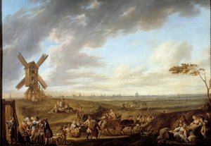 Vue de Lille prise du dieu de Marcq. Peinture de Louis Joseph Watteau dit Watteau de Lille (1731-1798)