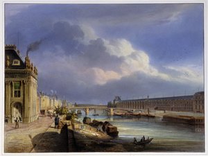 Pont du Carrousel et de la grande galerie du Louvre - dans « Paris en 1837 » par Arnout - Louis Jules Arnout