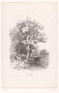 Chasseurs avec chiens le long d