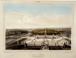 La Place de la Concorde - Lithographie par Jacottet