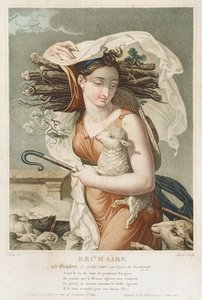 Brumaire (octobre-novembre), deuxième mois du calendrier républicain, gravé par Tresca, français, vers 1794