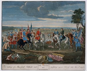La capture du maréchal Tallard et la poussée de 4000 chevaux dans le Danube à la bataille de Blenheim en 1704, vers 1760