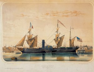 Vapeur « le Franklin » dans le bassin de Floride au Havre - Louis Le Breton