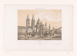 Zicht op de Abbaye aux Hommes met de Église Saint-Étienne te Caen - Louis Le Breton
