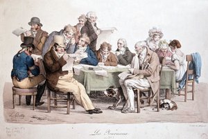 Hommes lisant des journaux - gravure de Louis Boilly intitulée « Les journaux » - Louis Leopold Boilly