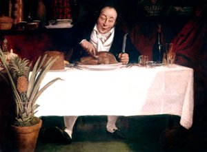 Le Gourmand : Homme mangeant de la dinde