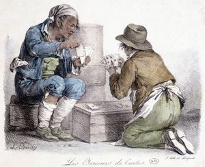 Les joueurs de cartes, gravure par L. Boilly, vers 1820 - Louis Leopold Boilly
