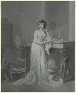 Femme devant une cheminée