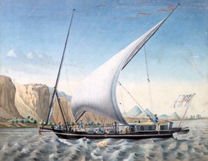 Un bateau sur le Nil, Ibrim, Nubie, 1827-1829 - Louis M. A. Linant de Bellefonds,