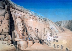 Excavation du Grand Temple de Ramsès II, Abou Simbel, 1819 - Louis M. A. Linant de Bellefonds,