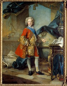 Portrait en pied du dauphin Louis de France (1729-1765) fils de Louis XV, dans son studio d