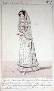 Robe de mariée et coiffure, planche de mode n°4 de la série 