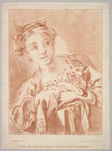 Jeune fille tenant un chat, 1769 - Louis Marin Bonnet