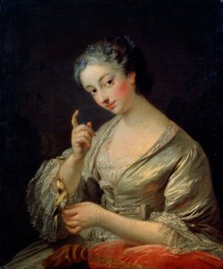 Dame avec un oiseau, 18e siècle - Louis Michel van Loo