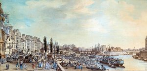 Vue du port Saint-Paul et du bureau des bateaux à eau en 1782. Peinture pastel par Louis de Lespinasse (1734-1808) 1782. Paris, Musée Carnavalet - Louis Nicolas de Lespinasse
