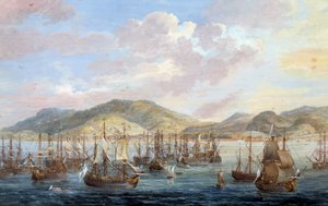 Vue de la ville du Cap-Français (Cap de la République), vue sur la mer à Saint-Domingue. Détail. Peinture de Louis Nicolas Van Blarenberghe (1716-1794) 1779 La Rochelle, Musée du Nouveau Monde - Louis Nicolas van Blarenberghe