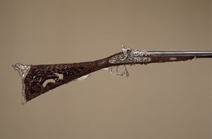 Fusil à percussion à double canon, français, Paris, daté 1854 - Louis Perrin