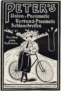 Publicité pour les pneus de bicyclette pneumatiques de Peter, 1898
