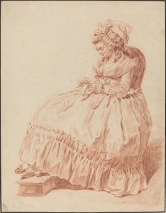 Femme assise cousant - Louis Rolland Trinquesse
